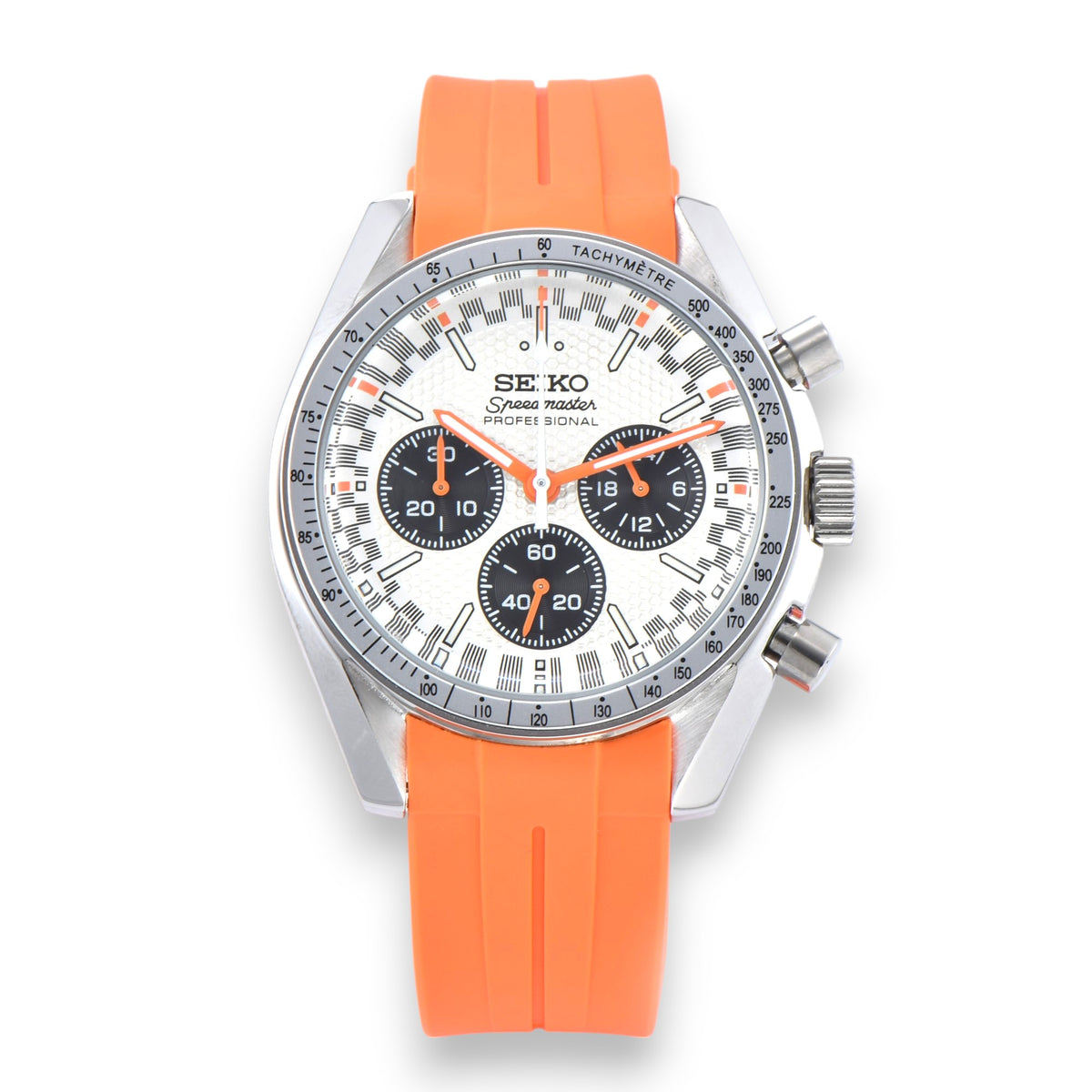 Orange and White Speed Seiko Mod Watch - 40mm